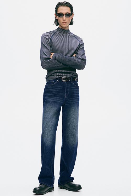 H&M Atelier:  Slim fit rib-knit turtleneck jumper - navy blue/striped