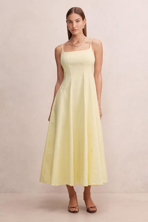 Emery panel midi dress in - soft daffodil
