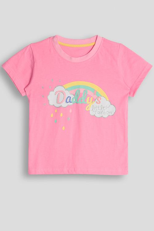 Rainbow and slogan tee - pink