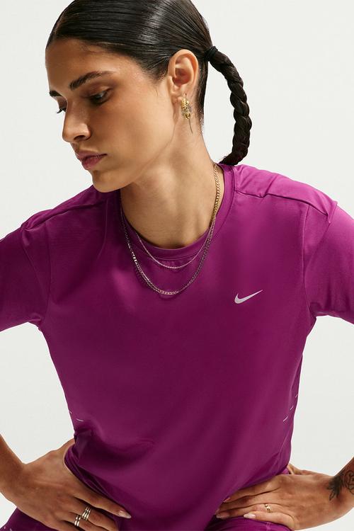 W Nk Swift Dri-Fit Running Top - Trueberry/Reflectivesilv