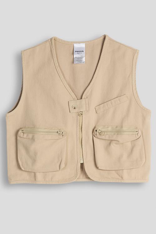 Cargo-style vest - khaki brown