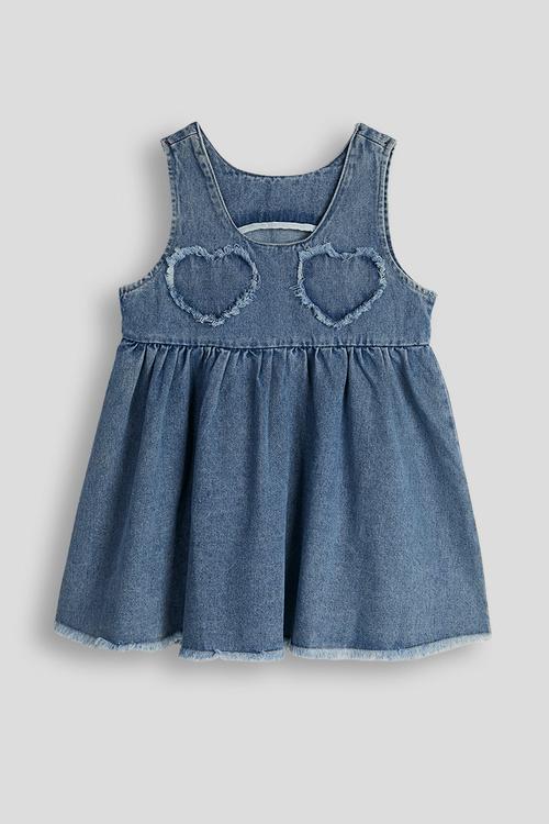 Frayed heart bodice dress - blue