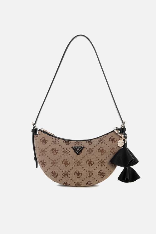 Katie Convertible Shoulder Bag -Latte Logo/Black