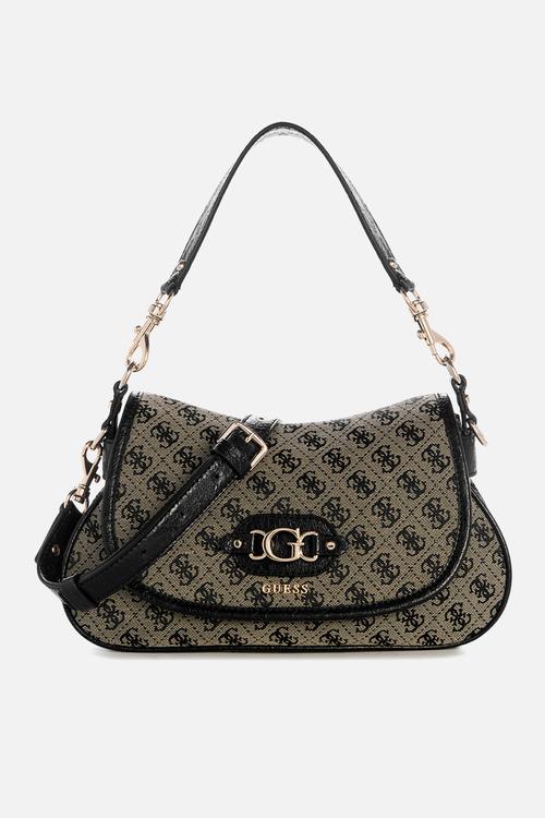 Samantha Flap Shoulder Bag -Black Logo