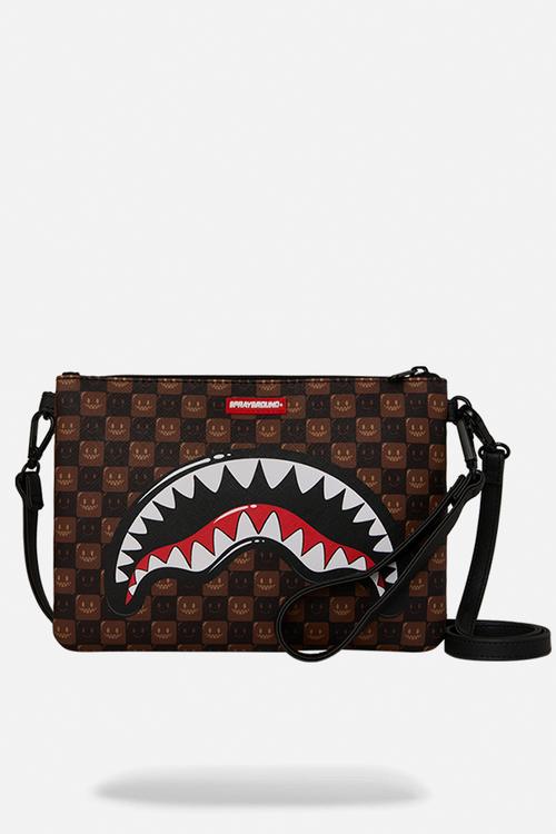 Sharks In Paris Bubble Brown Check Crossover Clutch - Brown