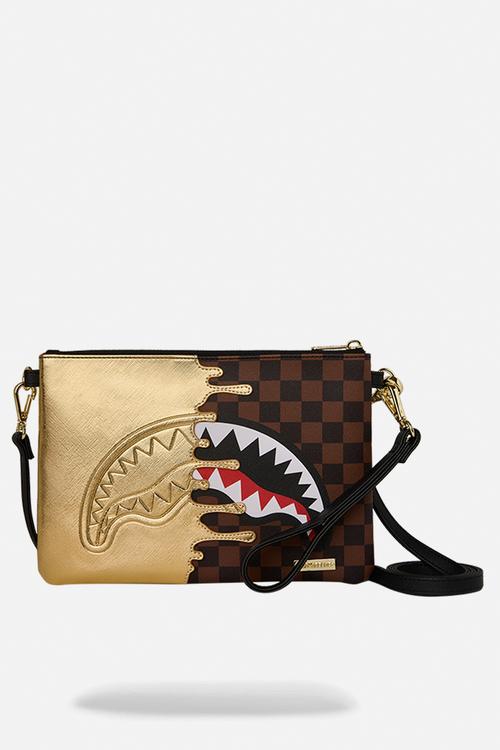Sharks In Paris Gold Drip Crossover Clutch - Brown Multi