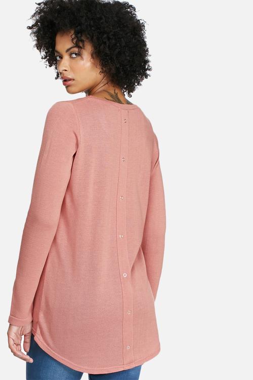 Button back long sleeve knit