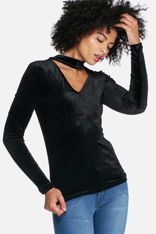 Velvet l/s choker top