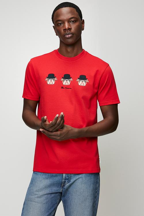 Brit Trio Bulldog Tee Shirt 260Gsm  - Red