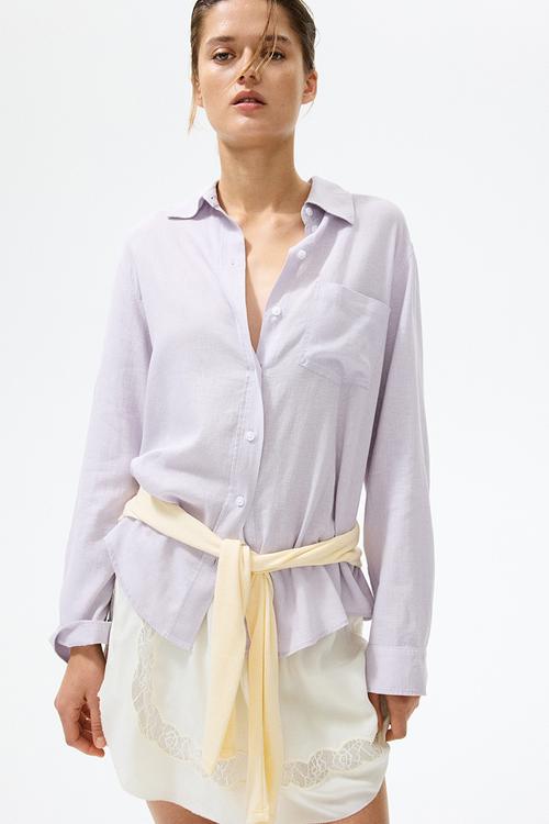 Linen-blend shirt - light purple
