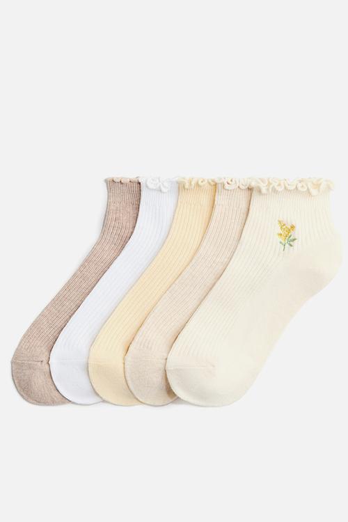 5-pack ankle socks - beige/light yellow