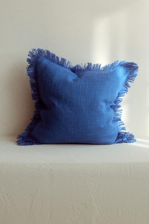 Slub weave cushion cover - bright blue