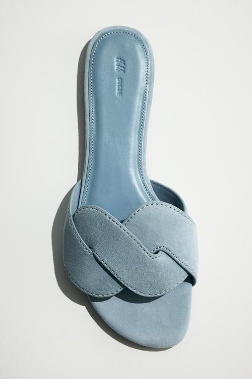 Leather sandals - light dusty blue
