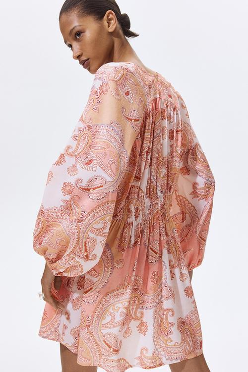 Oversized tunic dress - light pink/paisley pattern
