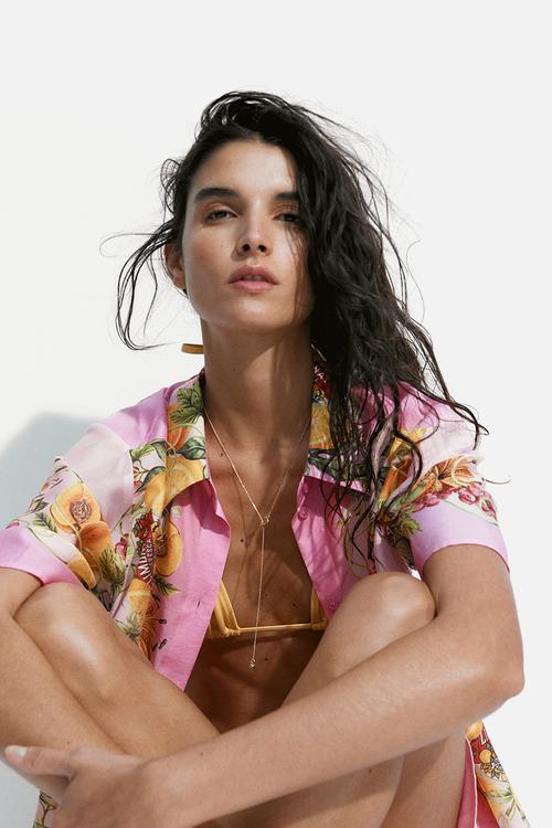 Oversized printed shirt - pink/lemons