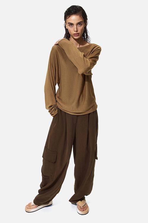 Boat-neck jumper - dark beige
