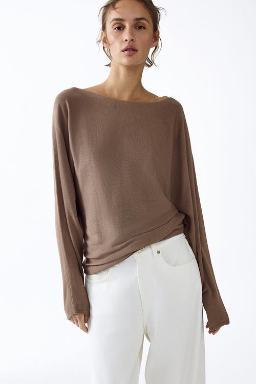Boat-neck jumper - dark beige
