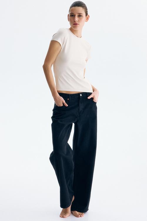 Fitted microfibre t-shirt - light beige