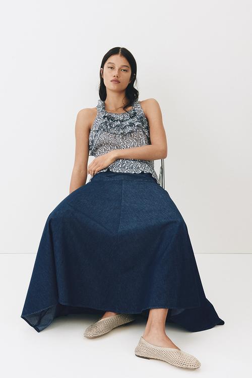 Flared denim skirt - dark denim blue