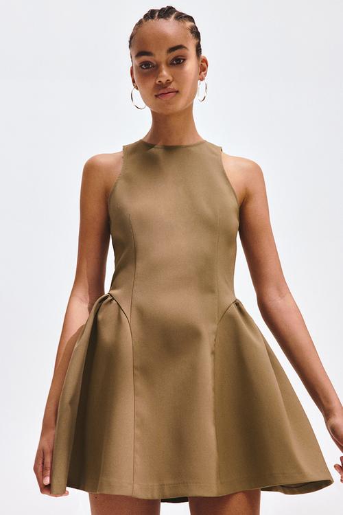 Flared-skirt dress - beige