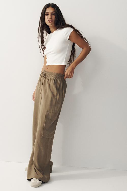 Wide cargo trousers - khaki green