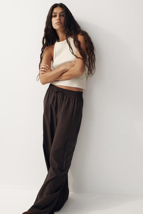 Wide cargo trousers - dark brown