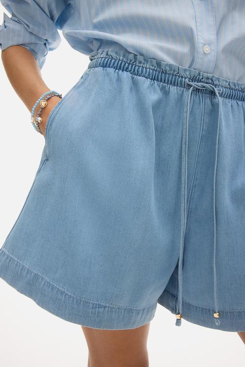Denim drawstring shorts - light denim blue
