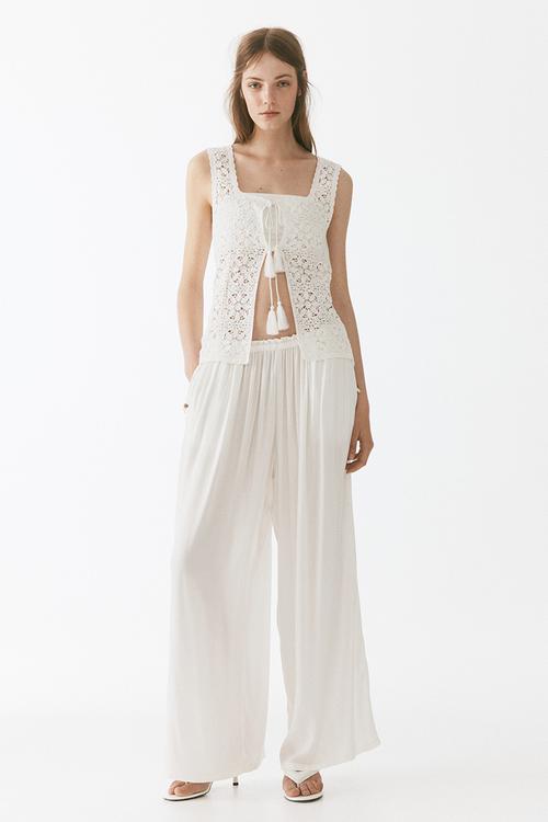 Wide drawstring trousers - ivory
