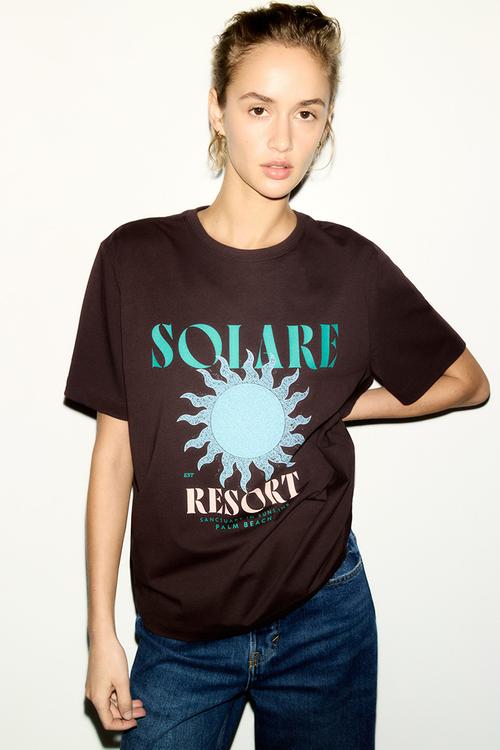 Printed t-shirt - brown/solare