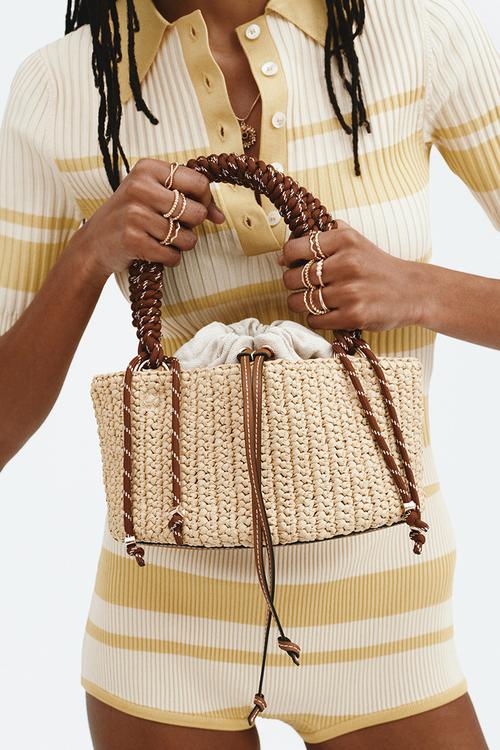 Straw tote bag - beige