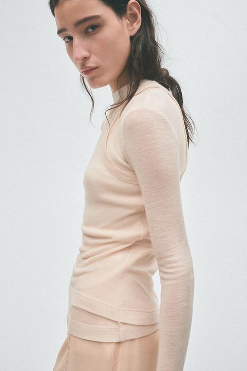 H&M Studio:  Layered merino wool top - light beige