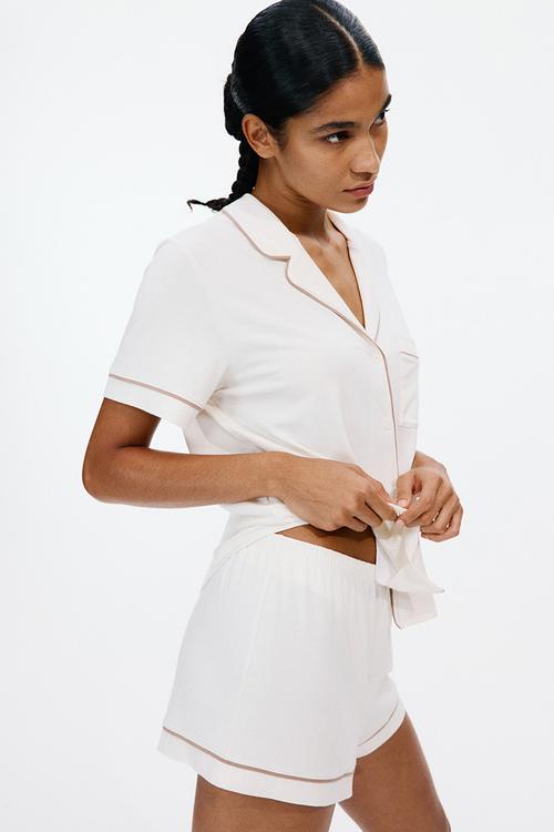 Viscose-blend pyjamas - cream