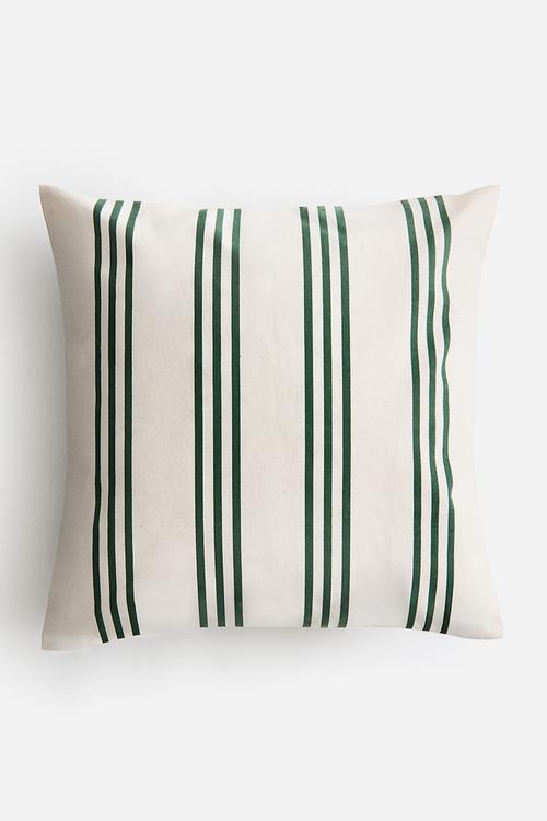 Outdoor cushion cover - white/green striped