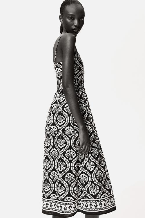 Strappy midi dress - black/patterned