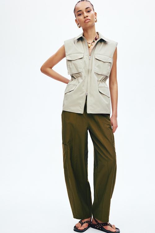 Balloon cargo trousers - dark khaki green