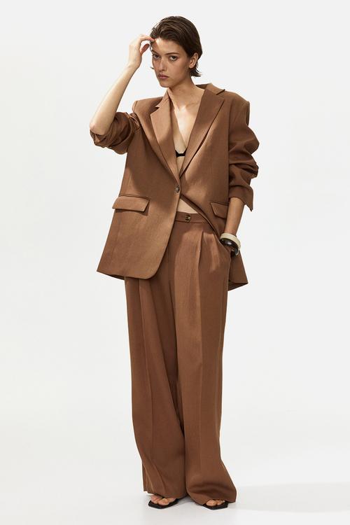 Wide tailored trousers - brown