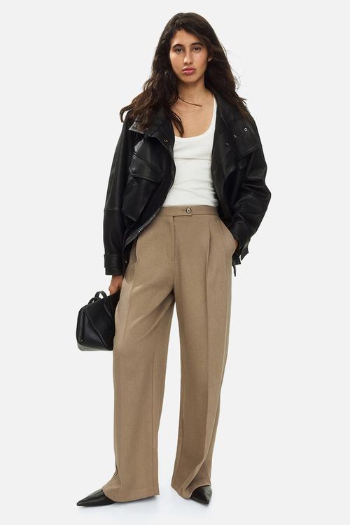 Wide tailored trousers - beige