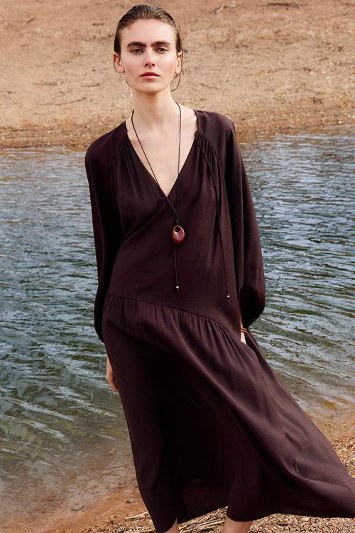 Oversized tunic dress - dark brown