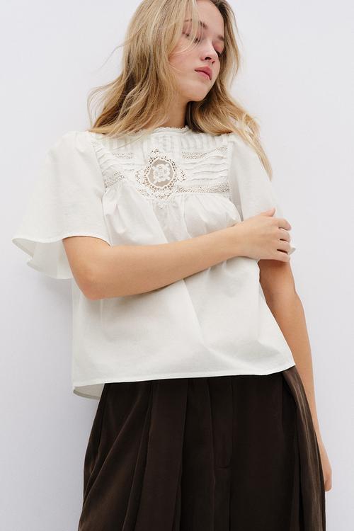 Broderie-anglaise cotton blouse - white