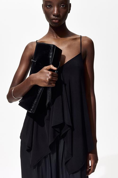 Loose-fit strappy top - black