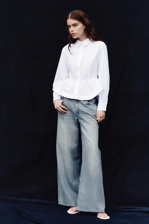 Poplin peplum shirt - white
