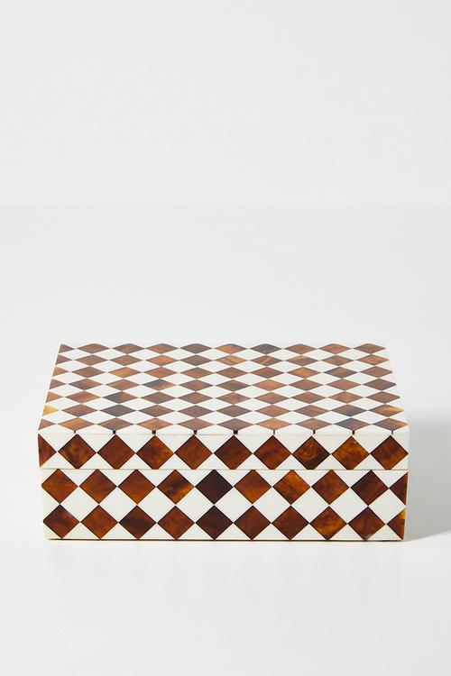 Diamond nlay Trinket Box - Natural