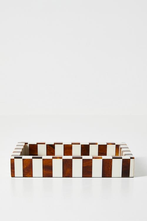 Check Inlay Trinket Tray - Natural