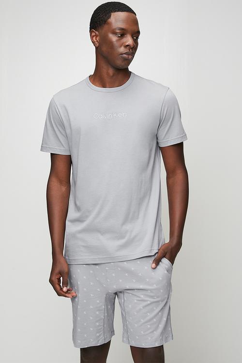 Short sleeve short set - misty grey top 