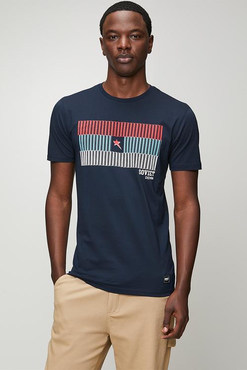 Crew Neck Fashion T-Shirt-Navy