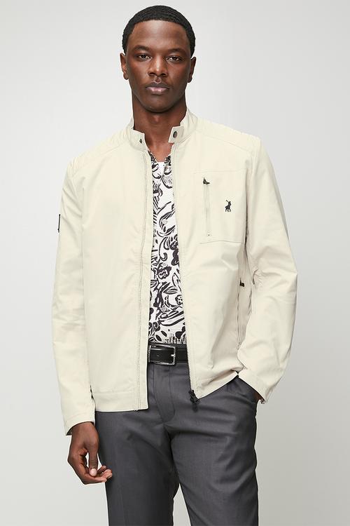 Mens pjc long sleeve quilted biker jacket - natural 