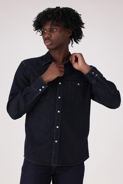 Classic western standard denim shit - webster blue blk overdye