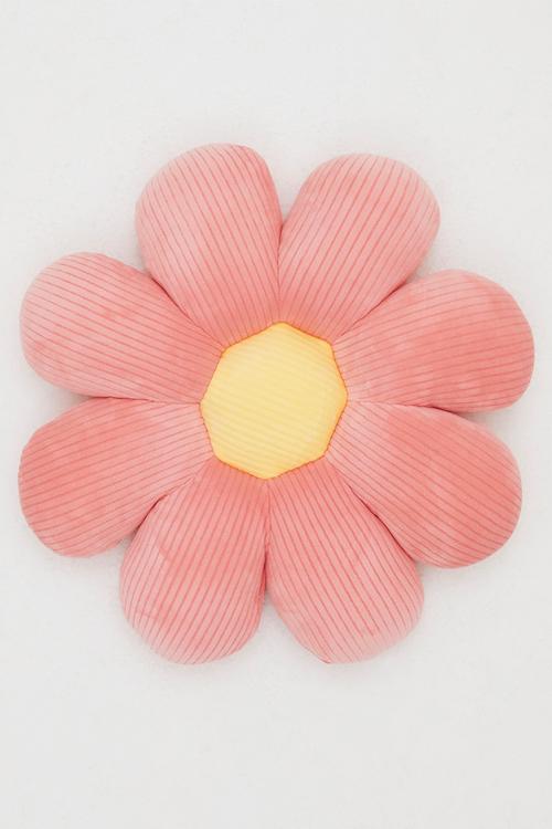 Supersoft mochi minky daisy cushion - pink/yellow