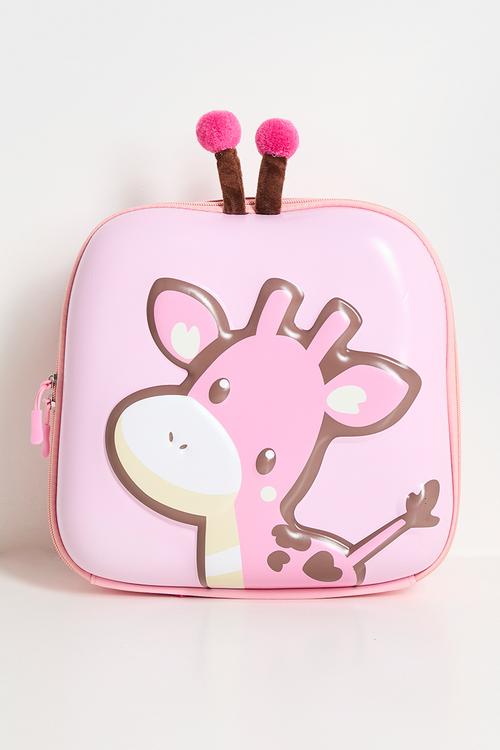 Giraffe embossed hard shell bakpack - pink
