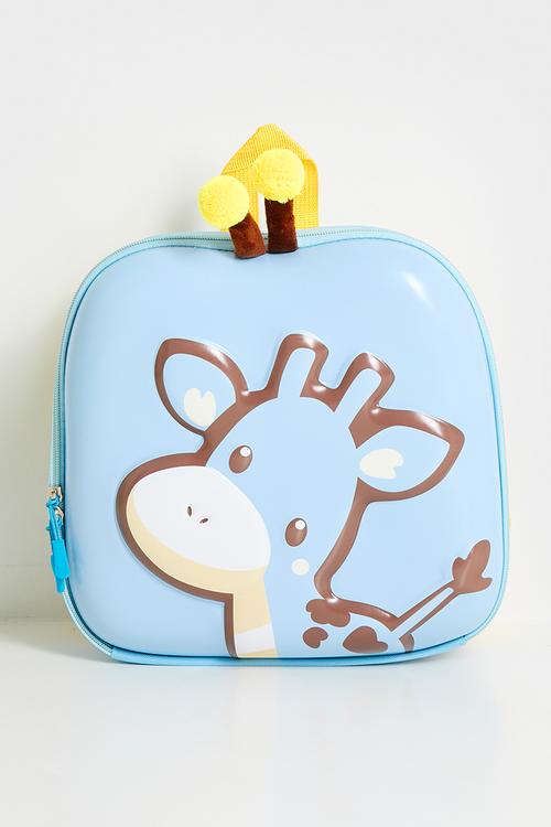 Giraffe embossed hard shell backpack - blue